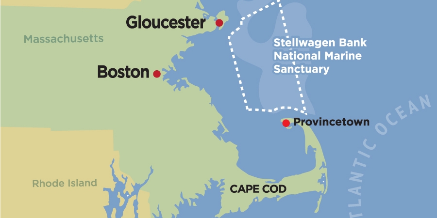 Map of Stellwagen Bank off Massachusetts Coast